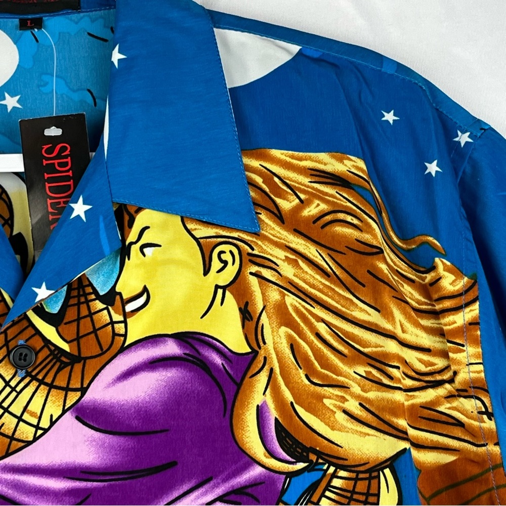 Spider-Man Short Sleeve Shirt Size‎ Large Blue Black - Picture 7 of 15